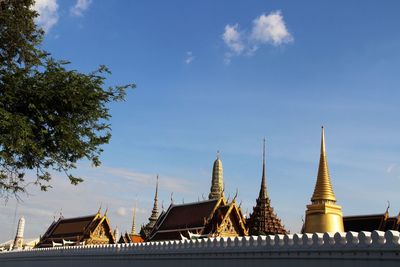 Low angle view of pagoda against sky