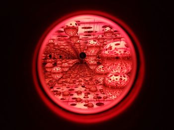 Close-up of water drops on glass against black background