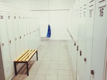 Bench in empty locker room