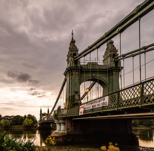 Low angle view of suspension bridge