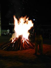 View of fire in the dark