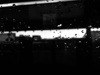 Full frame shot of wet glass window in rainy season