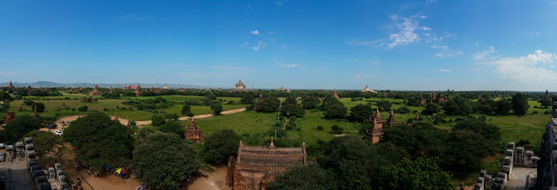 Panoramic view of trees on landscape against sky