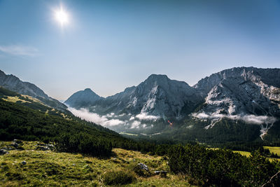 Scenic view of mountains against sky