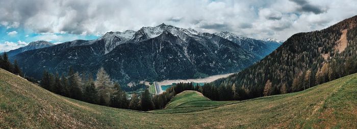 Panoramic view of mountains against sky