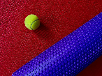 High angle view of tennis ball on table