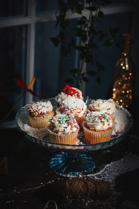 Close-up of cupcakes on table