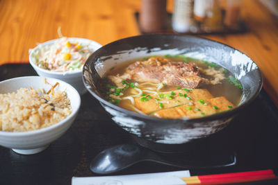 Close-up of food in bowl on table