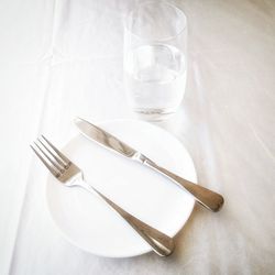 High angle view of empty glasses on table