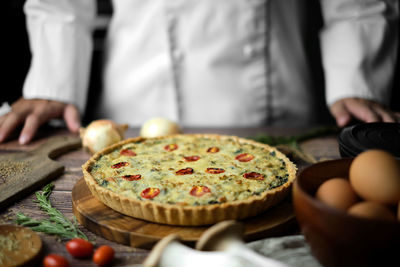 Close-up of man preparing food