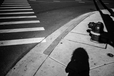 High angle view of shadow on street