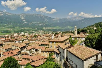 High angle view of townscape against sky