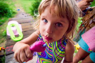 Close-up of girl playing