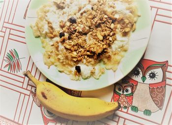 Close-up of food in plate on table