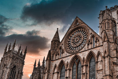 Low angle view of temple building against sky