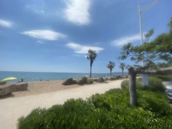 Scenic view of beach against sky