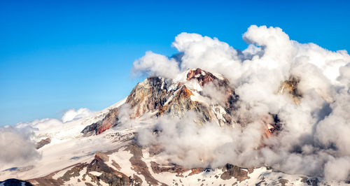 Panoramic view of snowcapped mountains against sky