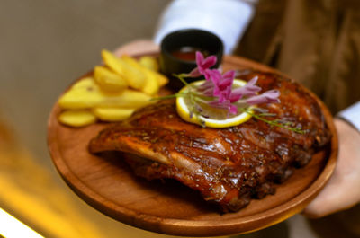 Close-up of food in plate on table