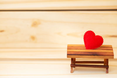 Close-up of red toy on table