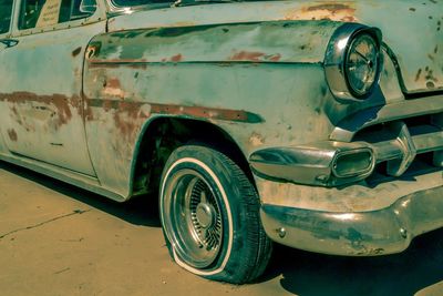 Close-up of old vintage car