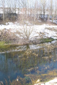 Scenic view of frozen lake during winter