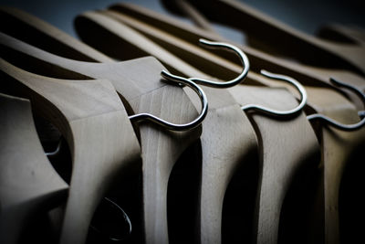 High angle view of piano hanging on table