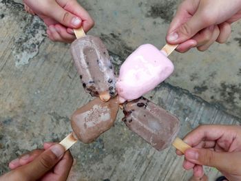 Close-up of person holding ice cream