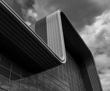 Low angle view of modern building against sky