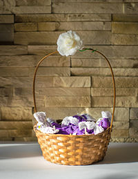 Close-up of flowers in basket