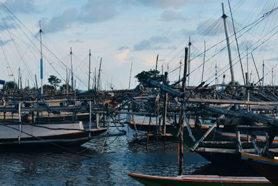 Boats moored in harbor