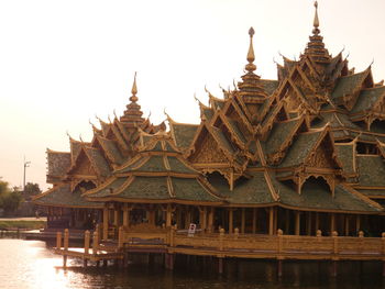 Low angle view of temple against clear sky