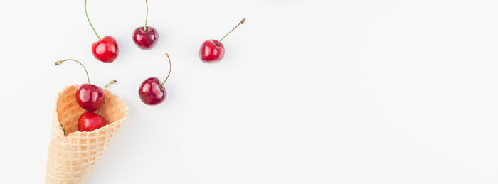 Red ice cream against white background