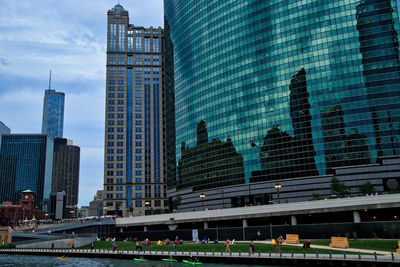 Skyscrapers in city against sky