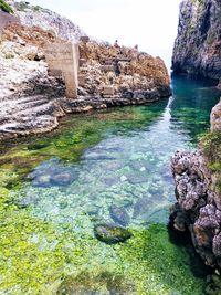 Rock formation in sea