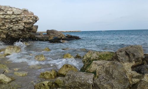 Scenic view of sea against clear sky