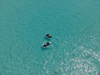 High angle view of boat in sea