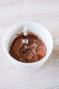 High angle view of ice cream on table