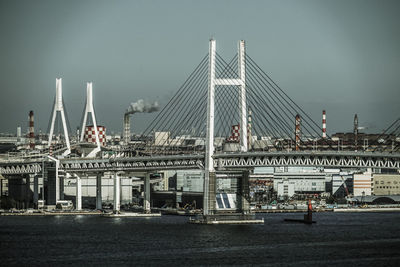 View of bridge over river against sky