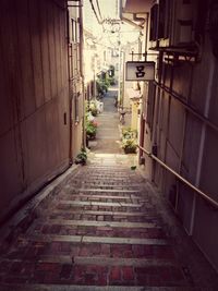 Narrow alley along buildings