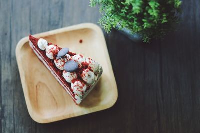 High angle view of breakfast on table