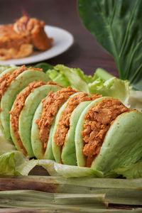 Close-up of food on table