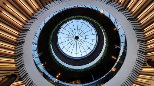 Low angle view of skylight in building