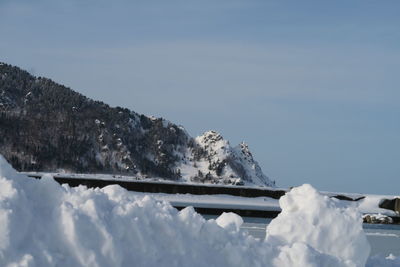 Snow covered mountains against sky