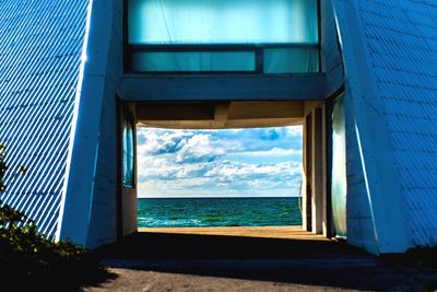 Sea against blue sky