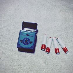 Close-up of red object on table