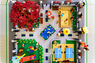 High angle view of multi colored toy in park