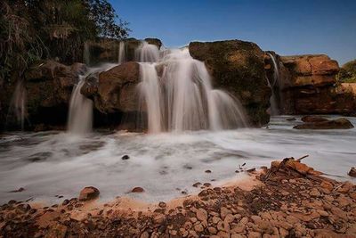 Scenic view of waterfall in forest