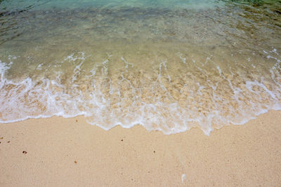 High angle view of surf on beach