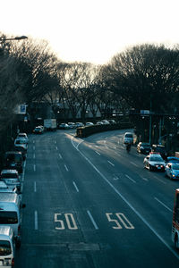 Cars on road in city