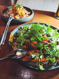 High angle view of meal served in plate